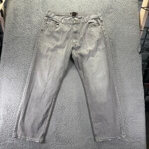 Vintage Vibes Jeans Mens 42x32 Gray Cotton Denim Straight Faded Workwear Baggy